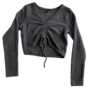 NWOT Wild Fable Grey Cropped Cinched Sweater XXL